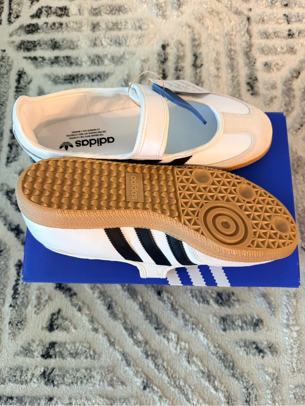 Adidas Classic Samba Jane White Sneakers with Black Stripes and Gum Sole - Picture 3 of 4